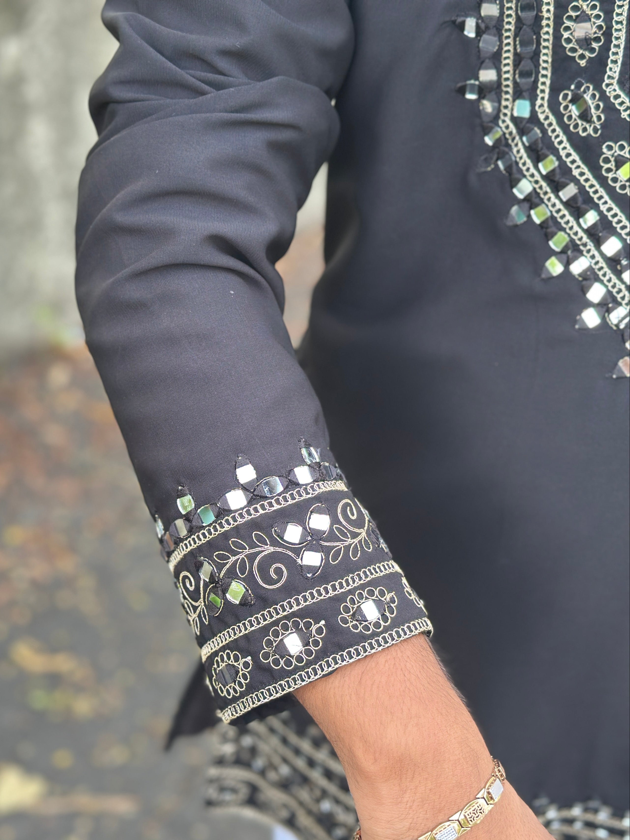 SHAHI AAINA - Black Mirror Embroidered Kurta